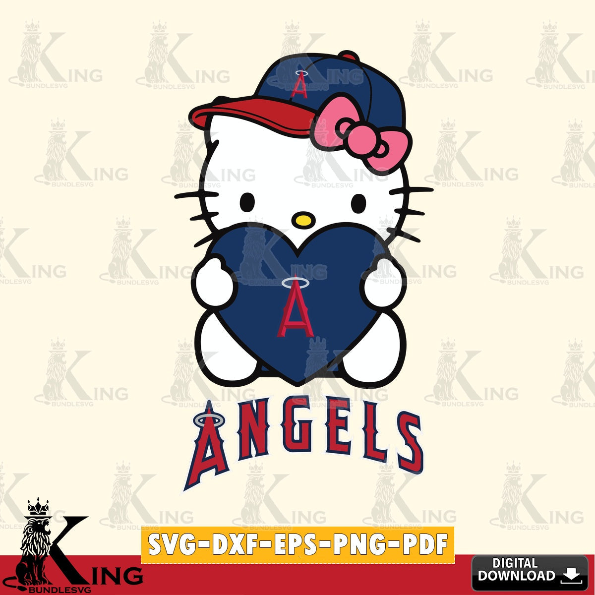 Jumbo collection of Los Angeles Angels Hello Kitty baseball heart printable vector design for sublimation and crafts