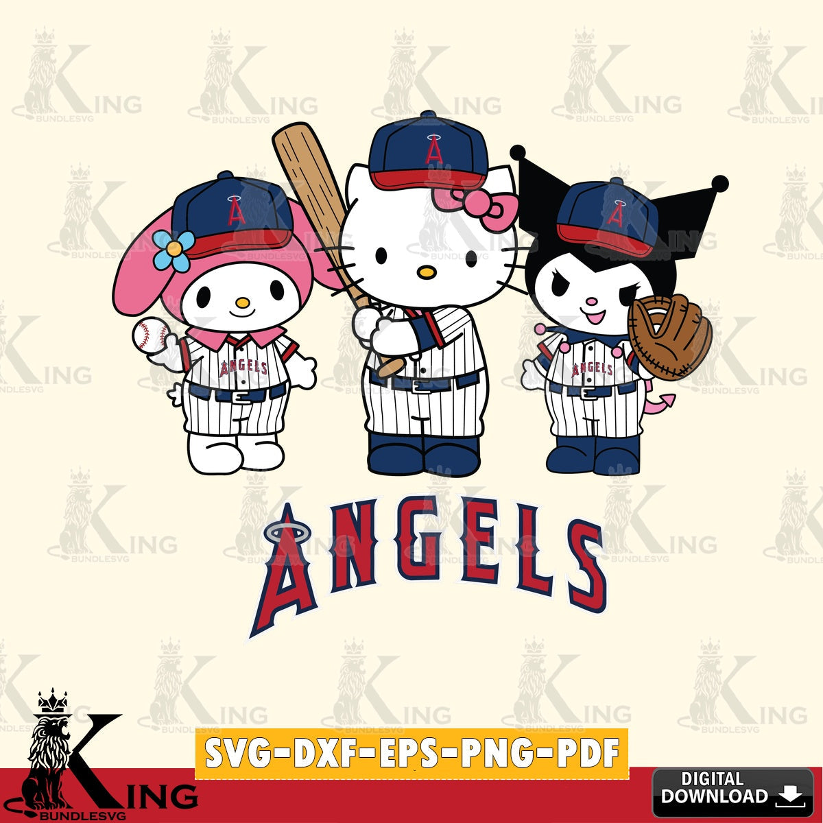 Creative design featuring a Los Angeles Angels Kawaii team baseball player vector illustration for POD merchandise and apparel