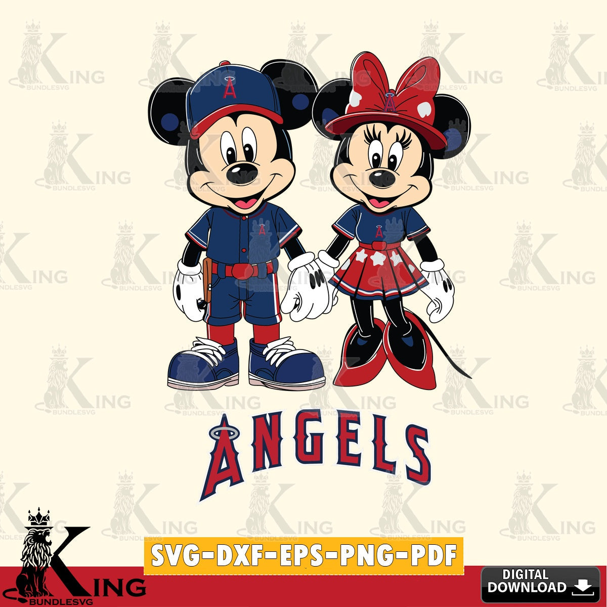 Los Angeles Angels Mickey Minnie Baseball SVG file , For Cricut, File cut , Digital Download , PDF File, Cut Files