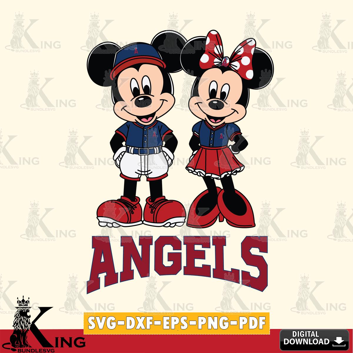 Los Angeles Angels Mickey Minnie Mouse Baseball SVG File, MLB for Cricut, Silhouette, Digital Download , file cut