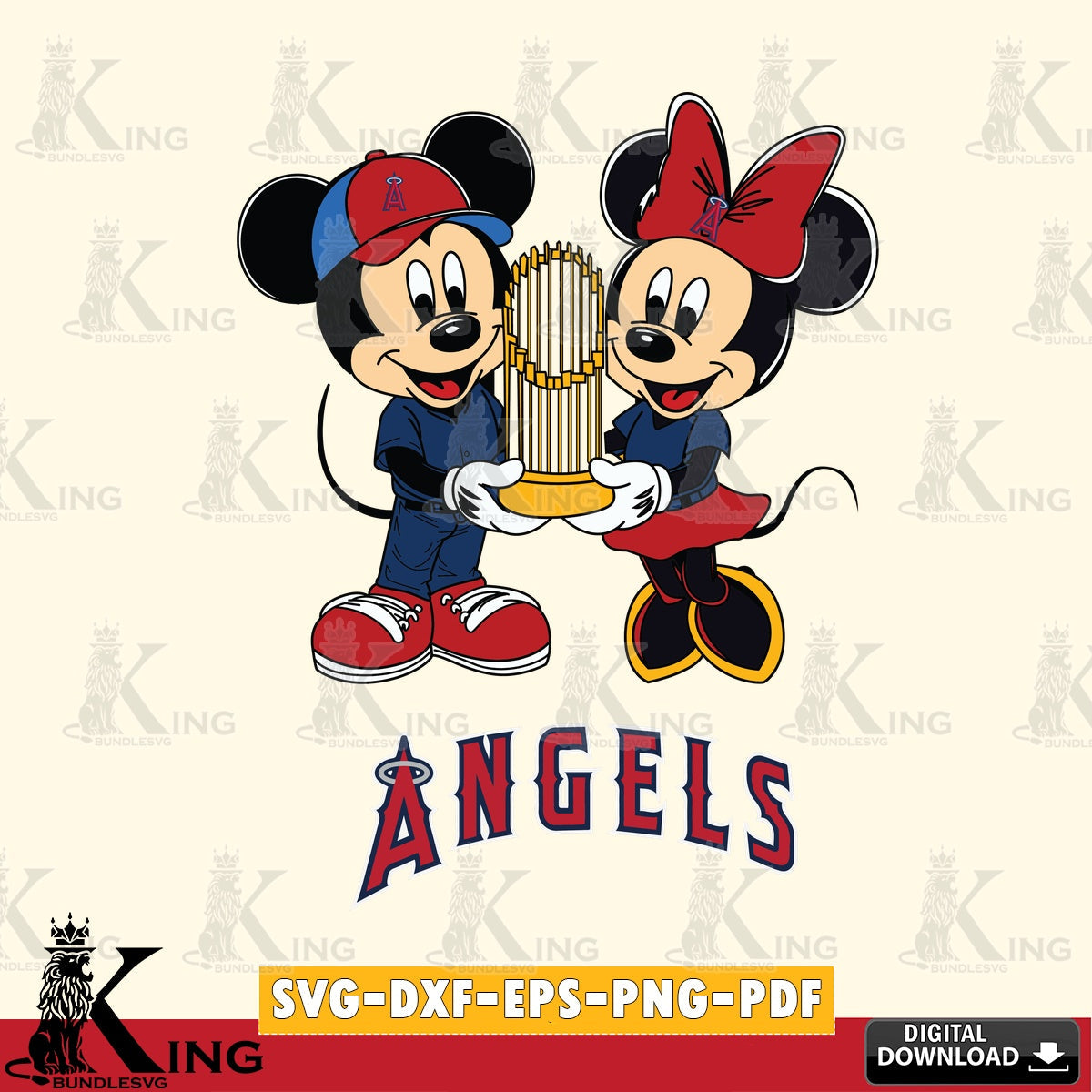 Los Angeles Angels Mickey Minnie Mouse Champions SVG file , For Cricut, File cut , Digital Download , PDF File, Cut Files
