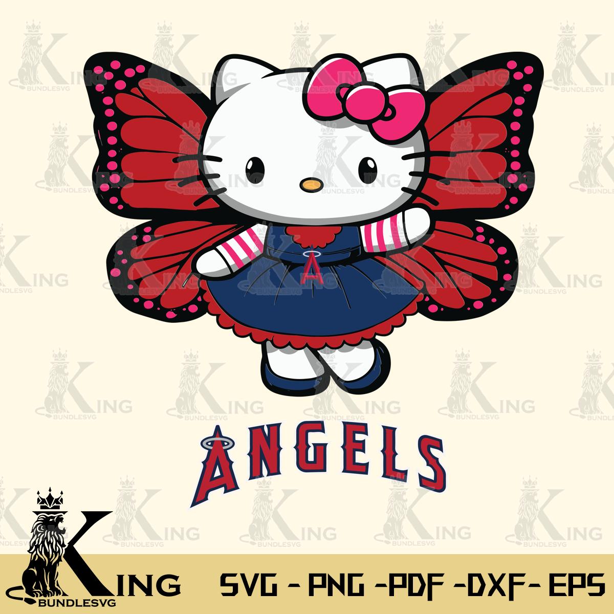Los Angeles Angels Whimsical Kitty Wings Svg Eps Dxf Png File, Digital Download
