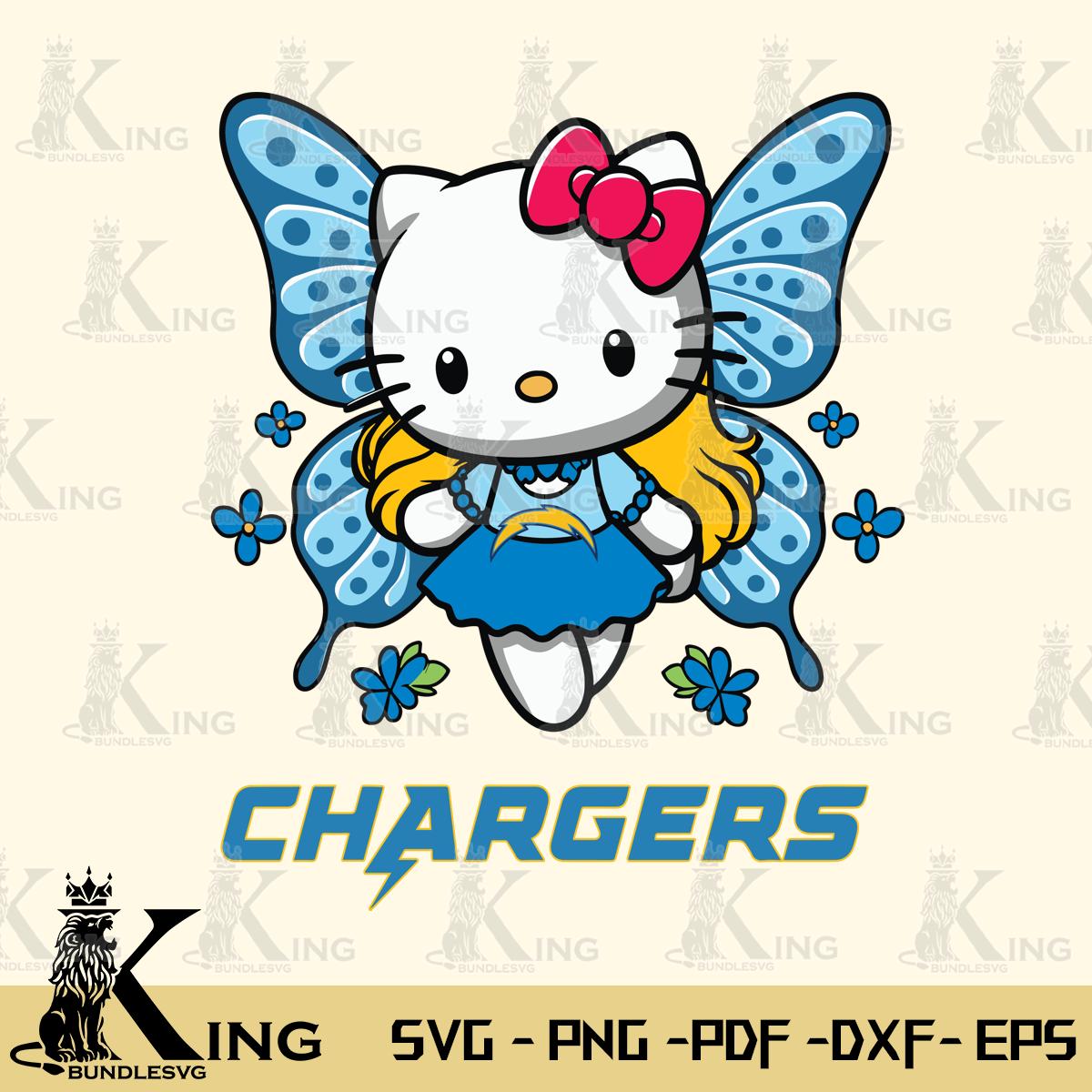 Los Angeles Chargers Butterfly Kitty Charm Svg Eps Dxf Png File, Digital Download