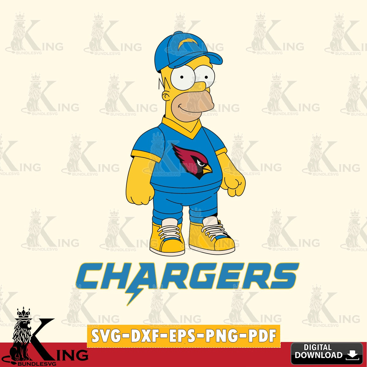 Creative design featuring Los Angeles Chargers Homer Simpson football, PNG clipart for sublimation printing and graphic design