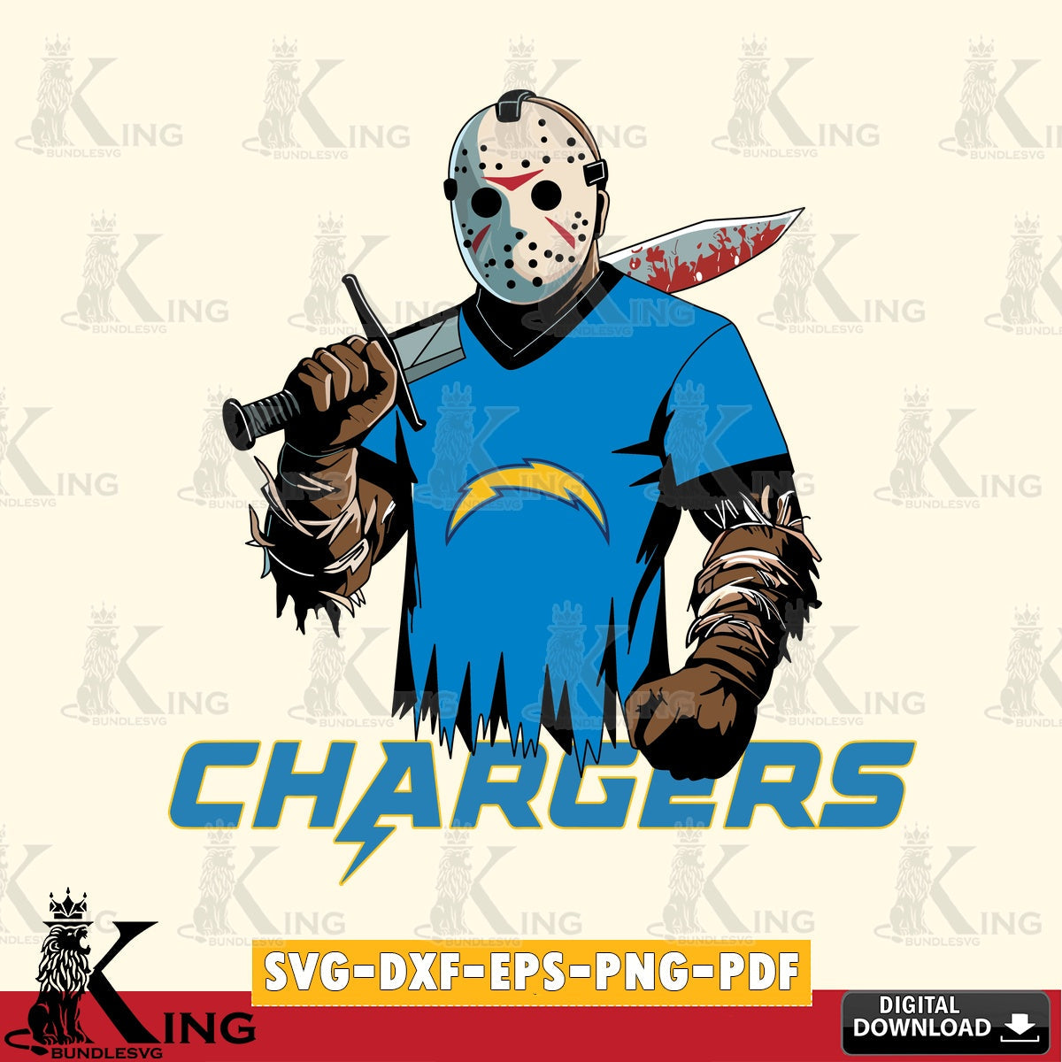 Detailed illustration of Los Angeles Chargers Jason Voorhees football, printable vector design for sublimation and crafts