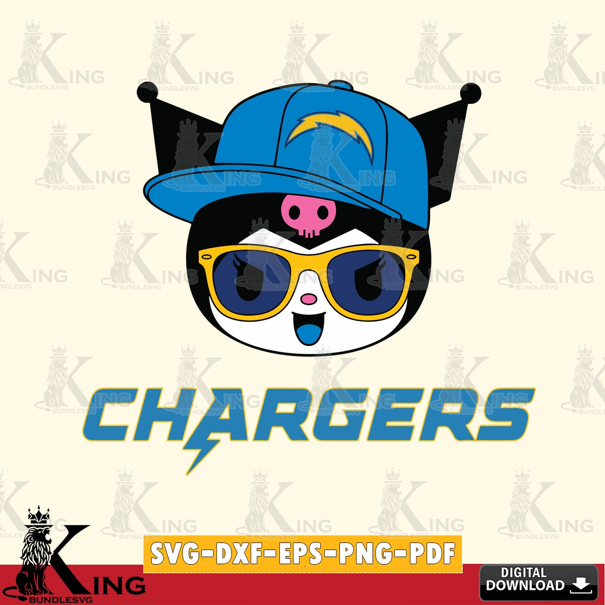 Los Angeles Chargers Kuromi Football Cool SVG file, Cricut, Cut file , Digital Download , Instant Download, Sanrio svg, Clipart