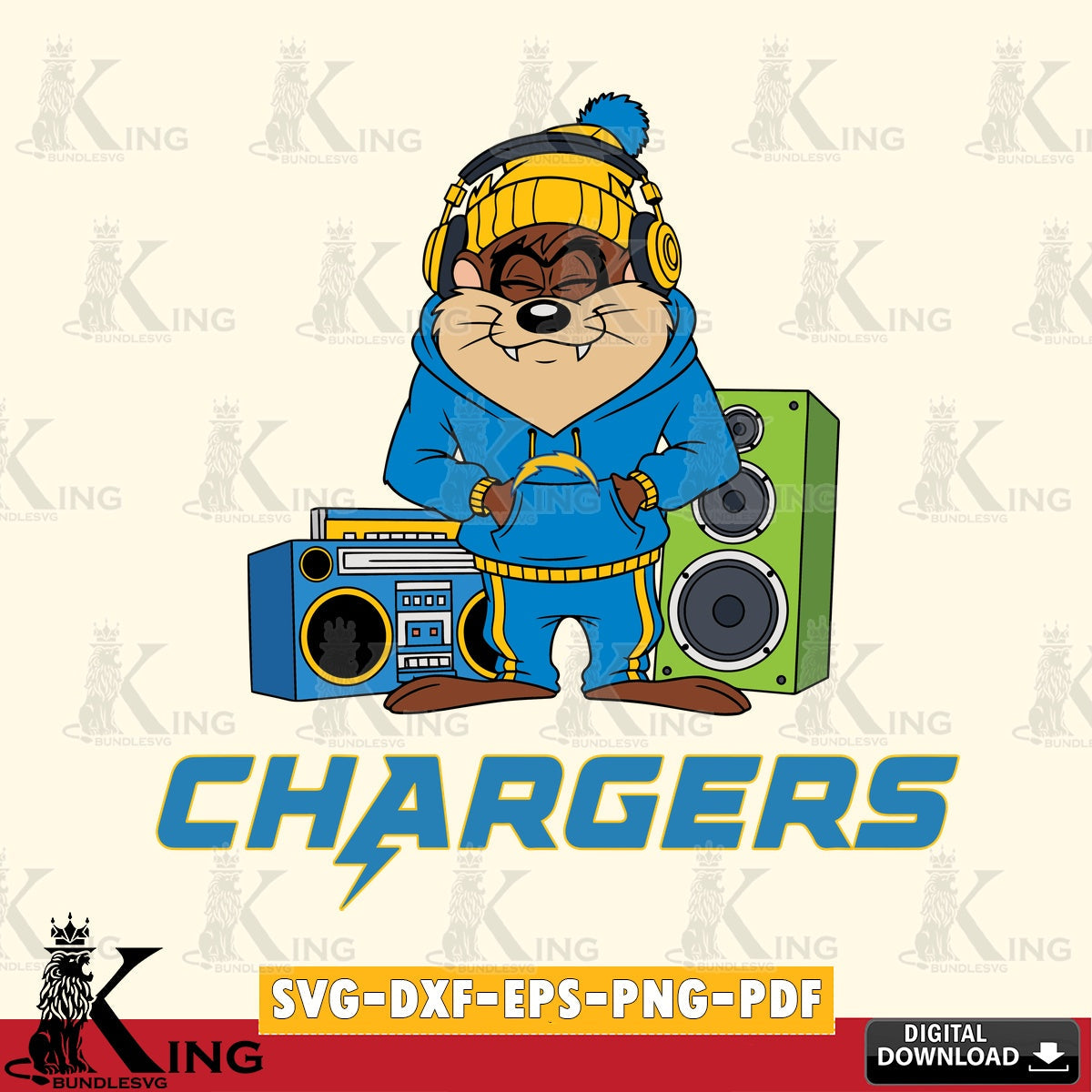 Los Angeles Chargers Taz Hip Hop Cut file , Digital Download , Instant Download, Looney Tunes svg, Football svg