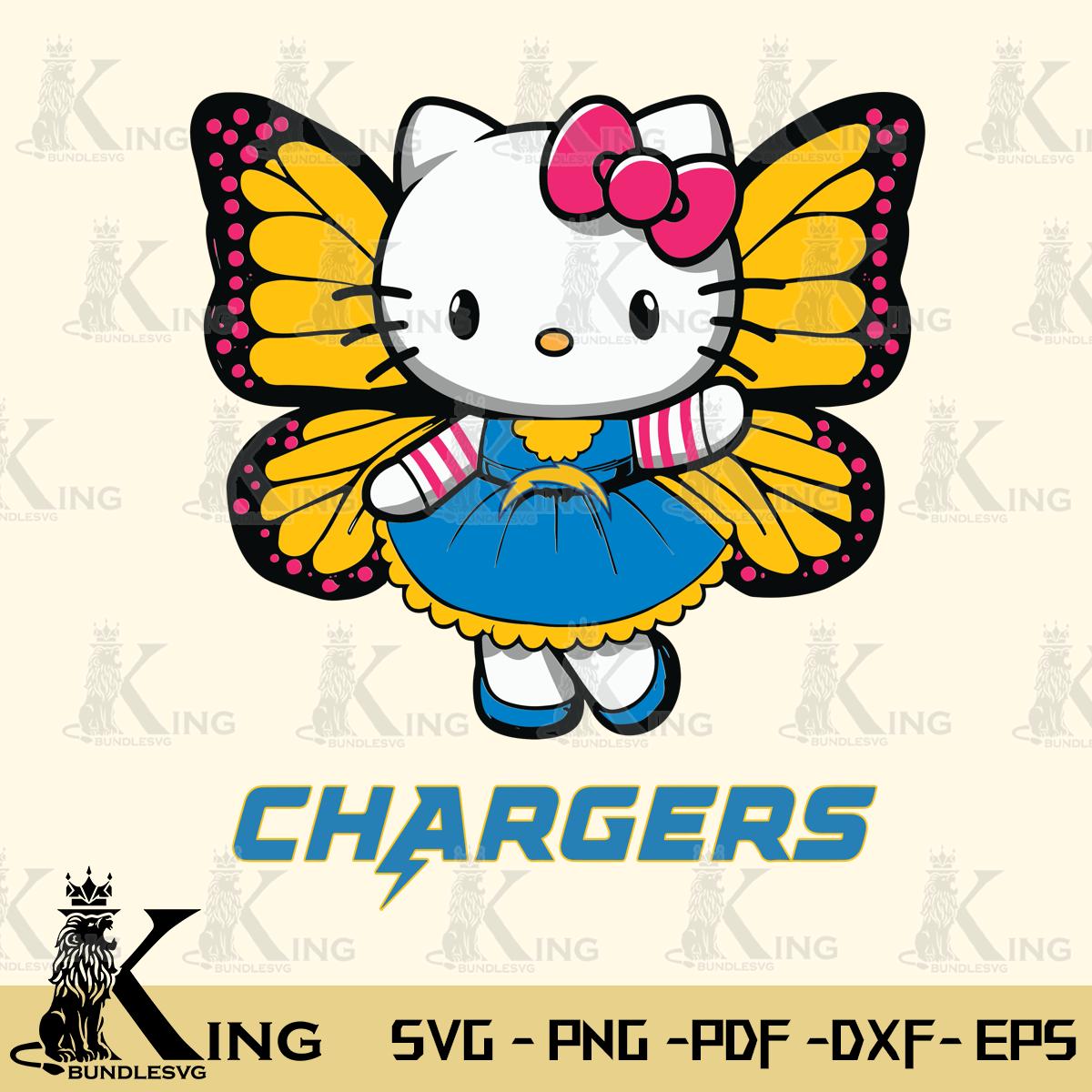 Los Angeles Chargers Whimsical Kitty Wings Svg Eps Dxf Png File, Digital Download