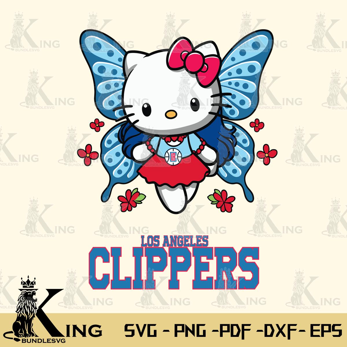 Los Angeles Clippers Butterfly Kitty Charm Svg Eps Dxf Png File, Digital Download