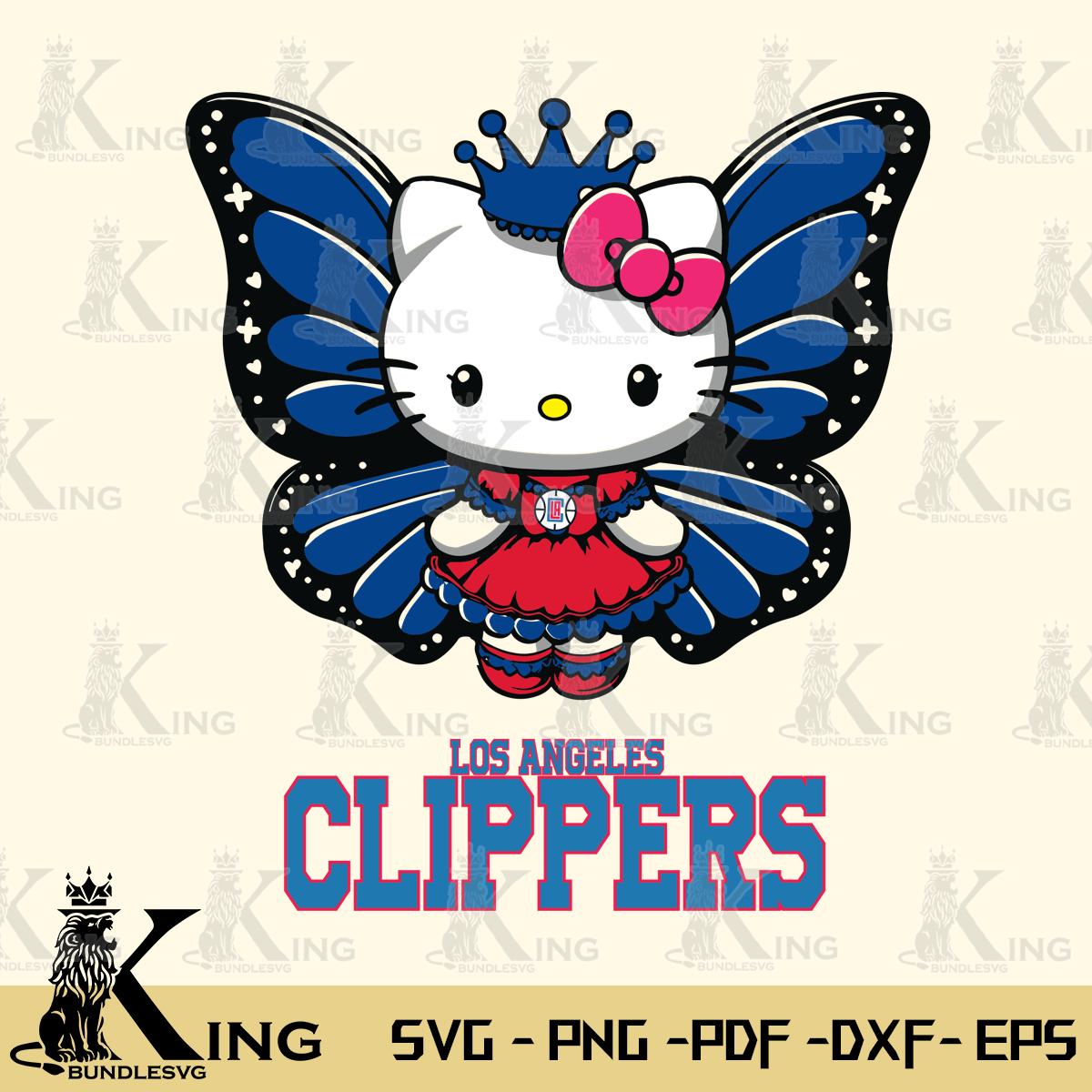 Los Angeles Clippers Kitty Wings & Flowers Svg Eps Dxf Png File, Digital Download