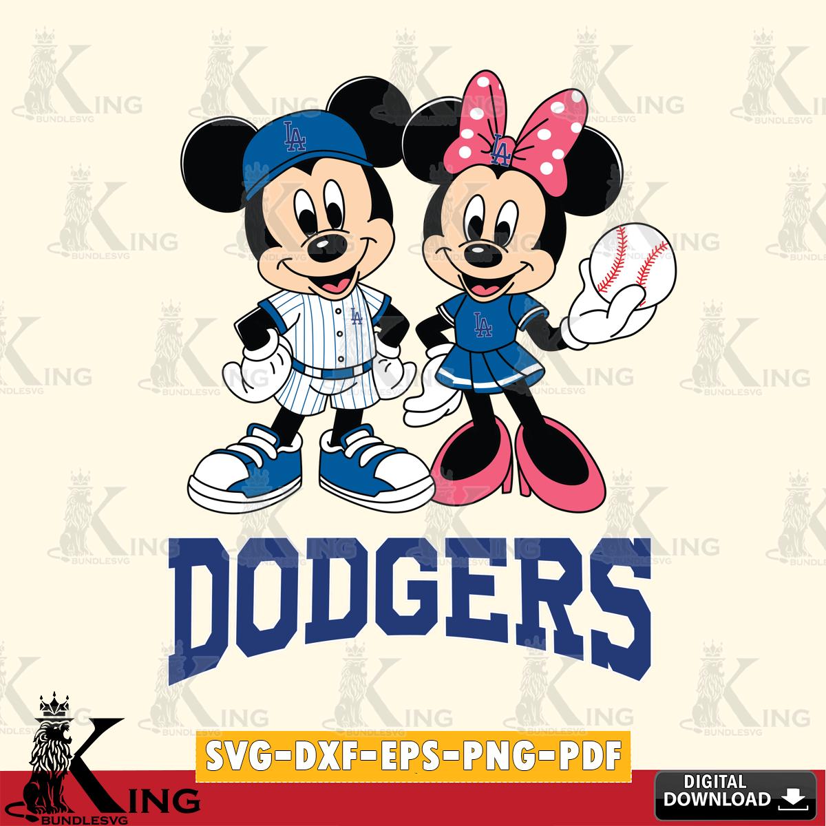 Los Angeles Dodgers Baseball Mickey Minnie Mouse SVG File, MLB for Cricut, Silhouette, Digital Download , file cut