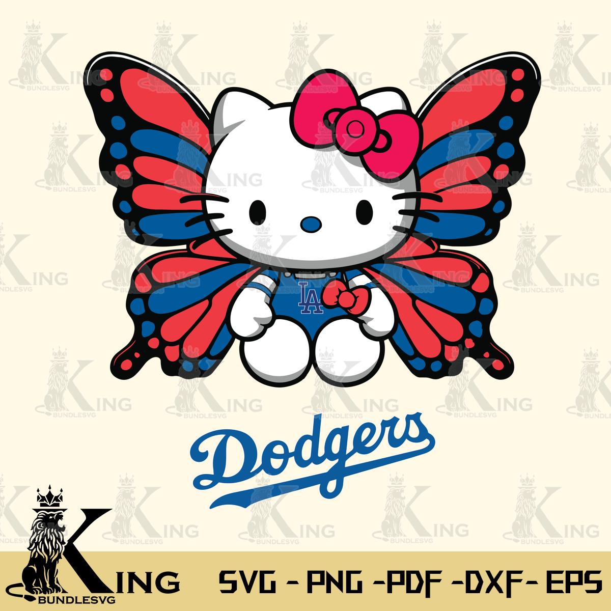 Los Angeles Dodgers Butterfly Kitty Delight Svg Eps Dxf Png File, Digital Download