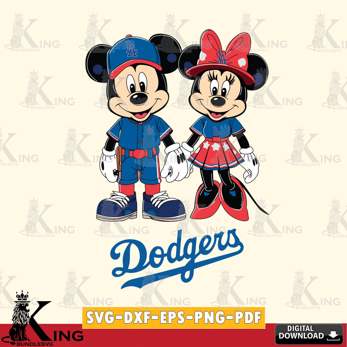 Los Angeles Dodgers Mickey Minnie Baseball SVG file , For Cricut, File cut , Digital Download , PDF File, Cut Files