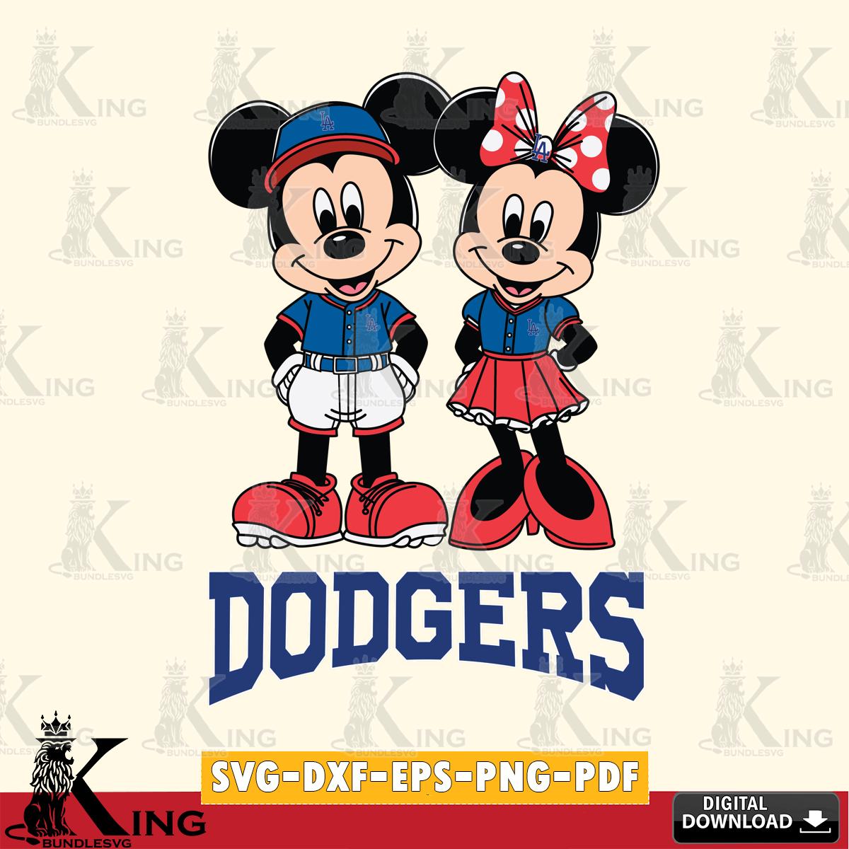 Los Angeles Dodgers Mickey Minnie Mouse Baseball SVG File, MLB for Cricut, Silhouette, Digital Download , file cut