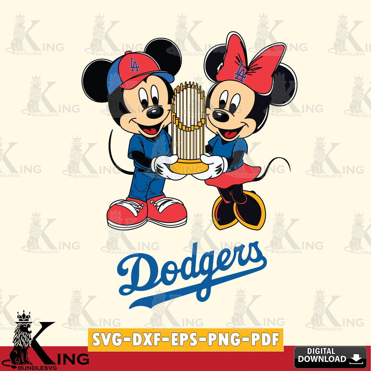 Los Angeles Dodgers Mickey Minnie Mouse Champions SVG file , For Cricut, File cut , Digital Download , PDF File, Cut Files