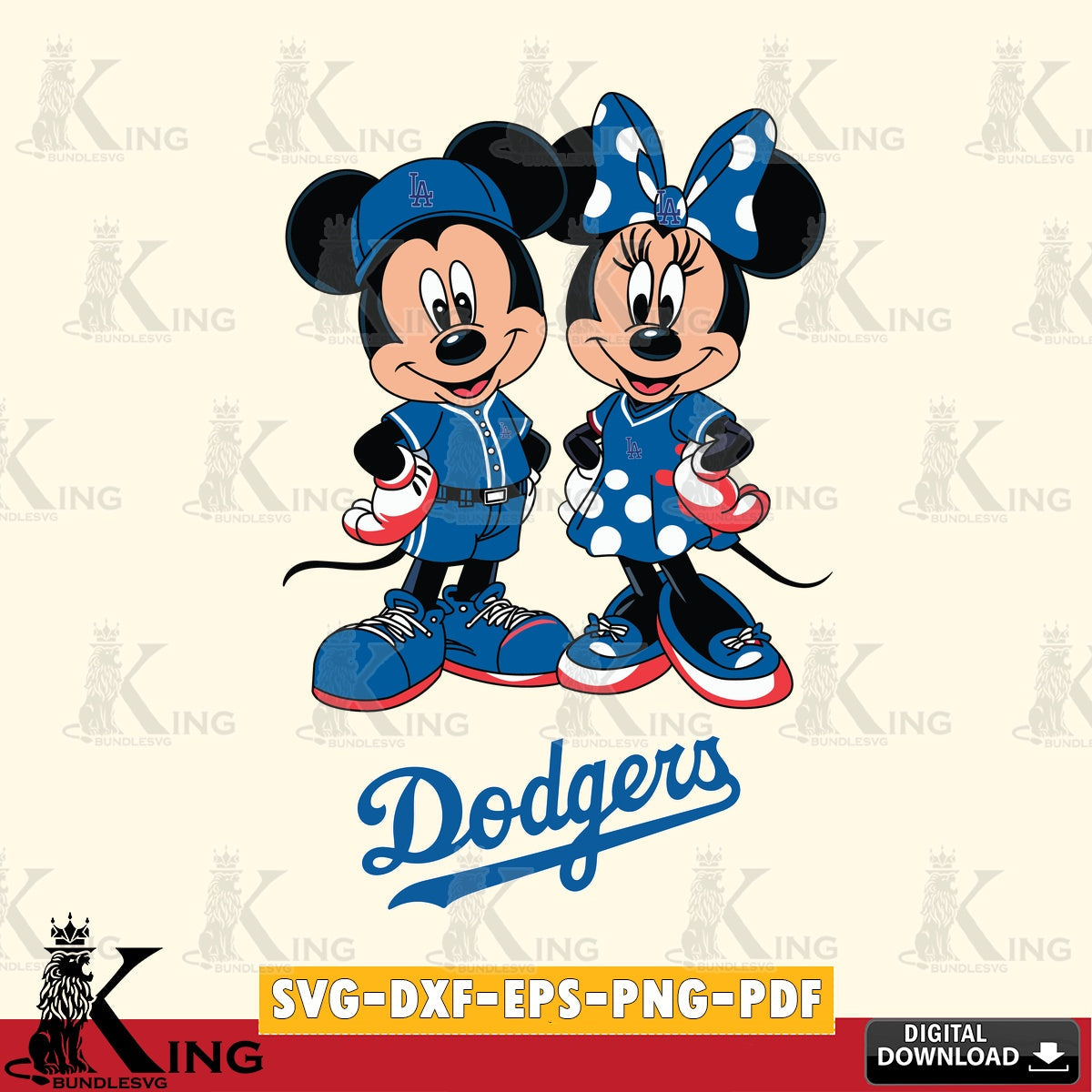 Los Angeles Dodgers Mickey Minnie Mouse couple sport SVG file , For Cricut, File cut , Digital Download , PDF File, Cut Files