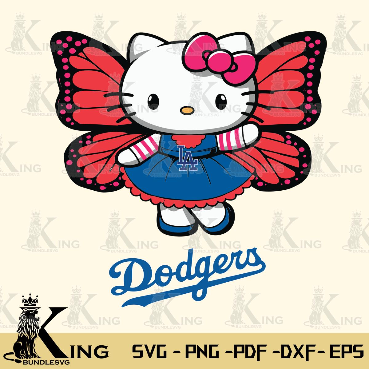 Los Angeles Dodgers Whimsical Kitty Wings Svg Eps Dxf Png File, Digital Download