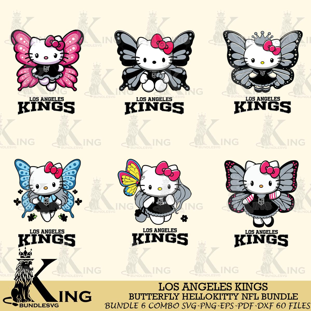 Los Angeles Kings Butterfly Hello Kitty bundleSvg Eps Dxf Png File, Digital Download