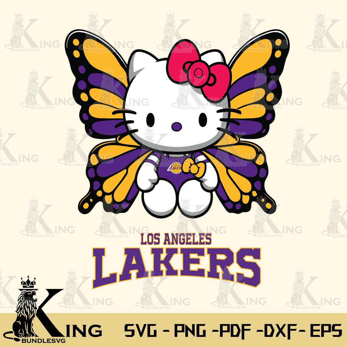 Los Angeles Lakers Butterfly Kitty Delight Svg Eps Dxf Png File, Digital Download