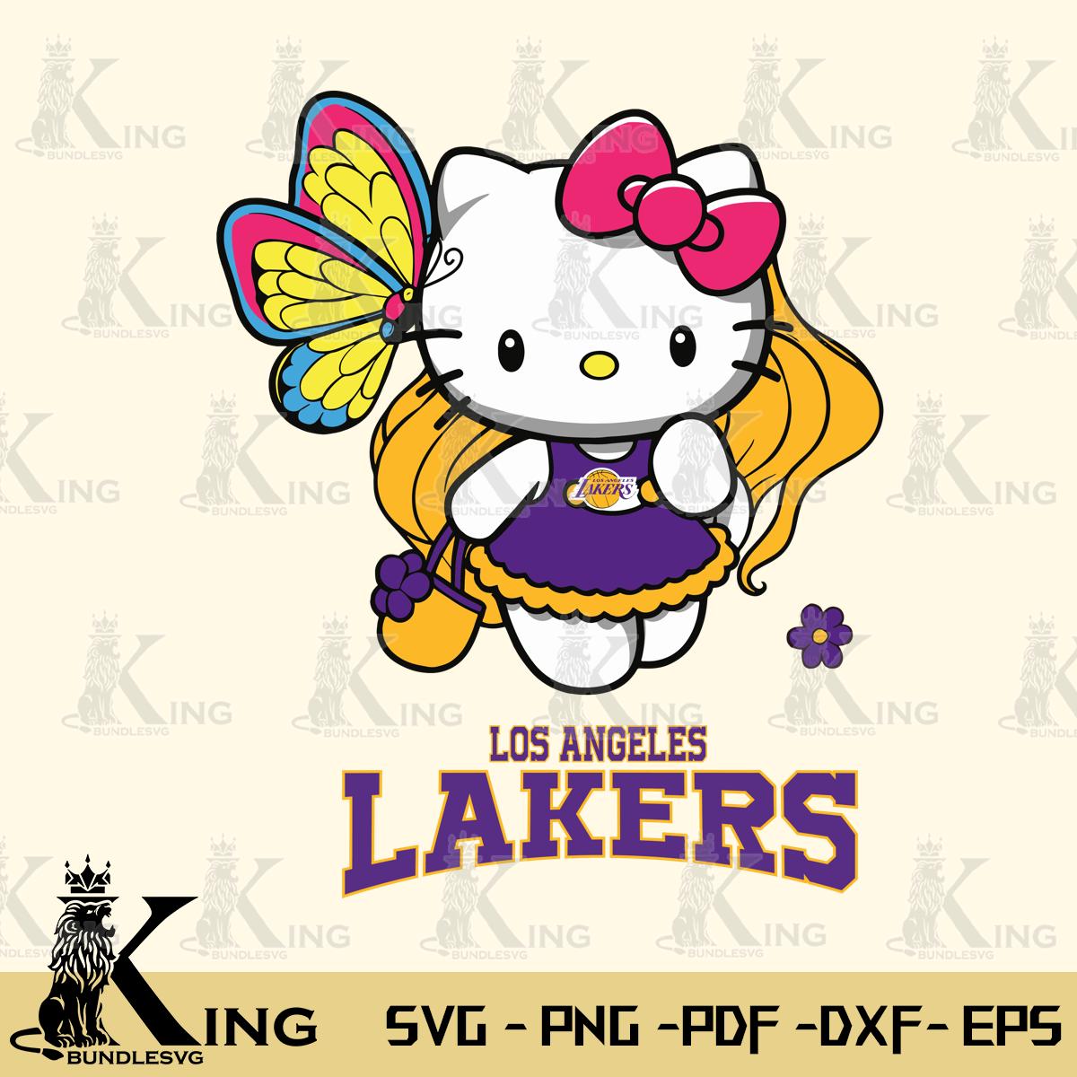 Los Angeles Lakers Kitty Cartoon Svg Eps Dxf Png File, Digital Download