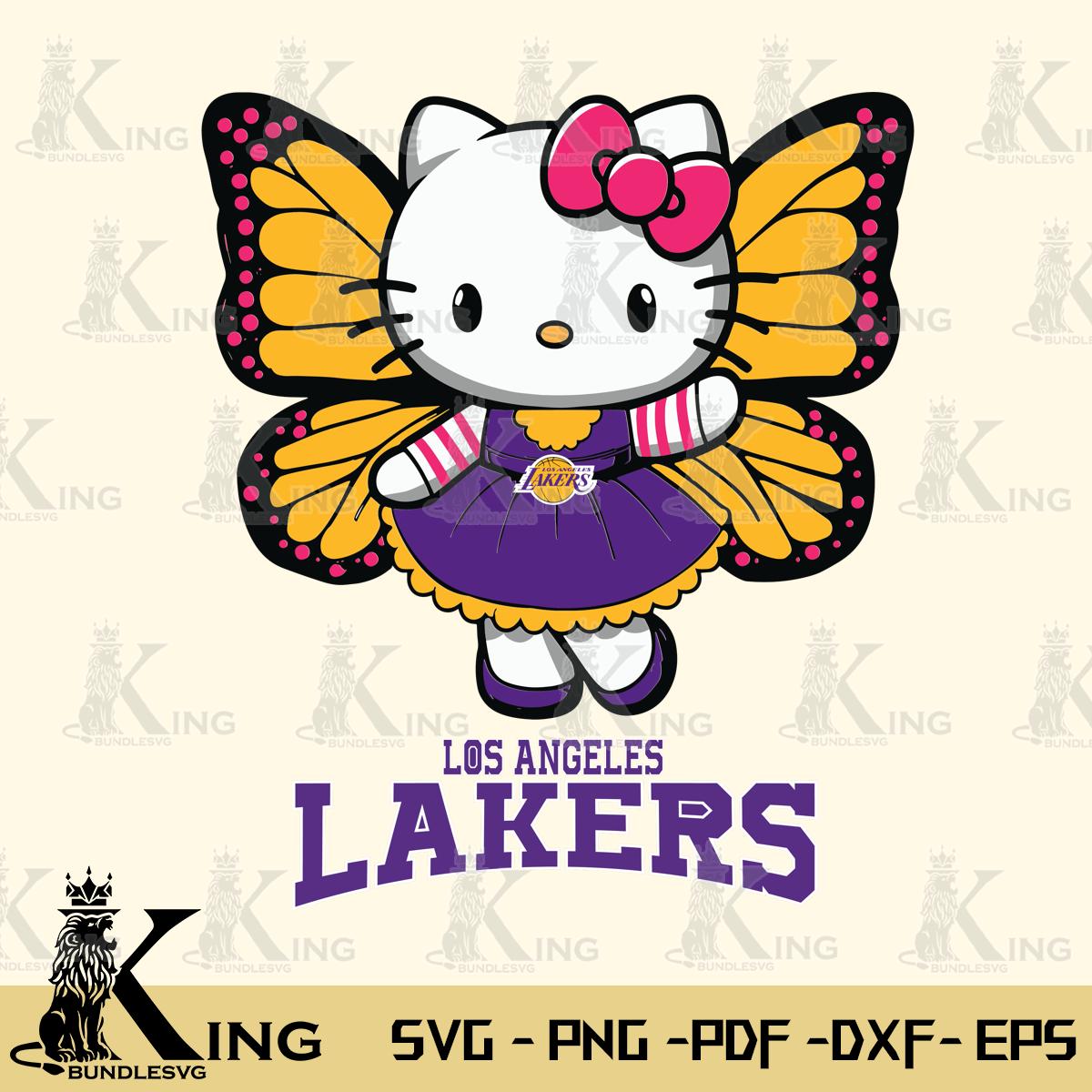 Los Angeles Lakers Whimsical Kitty Wings Svg Eps Dxf Png File, Digital Download
