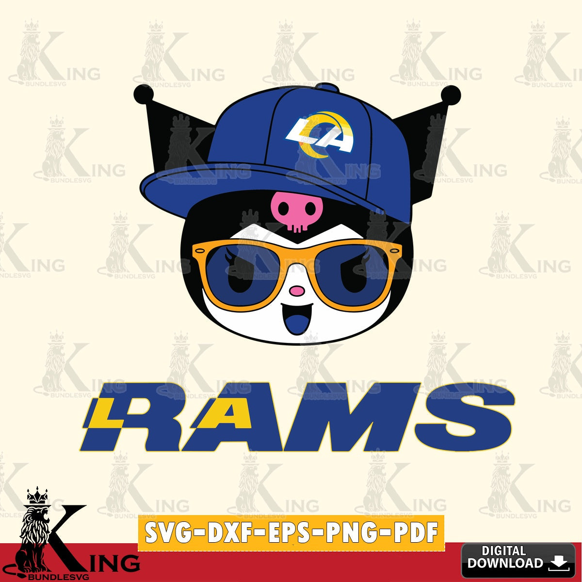 Los Angeles Rams Kuromi Football Cool SVG file, Cricut, Cut file , Digital Download , Instant Download, Sanrio svg, Clipart