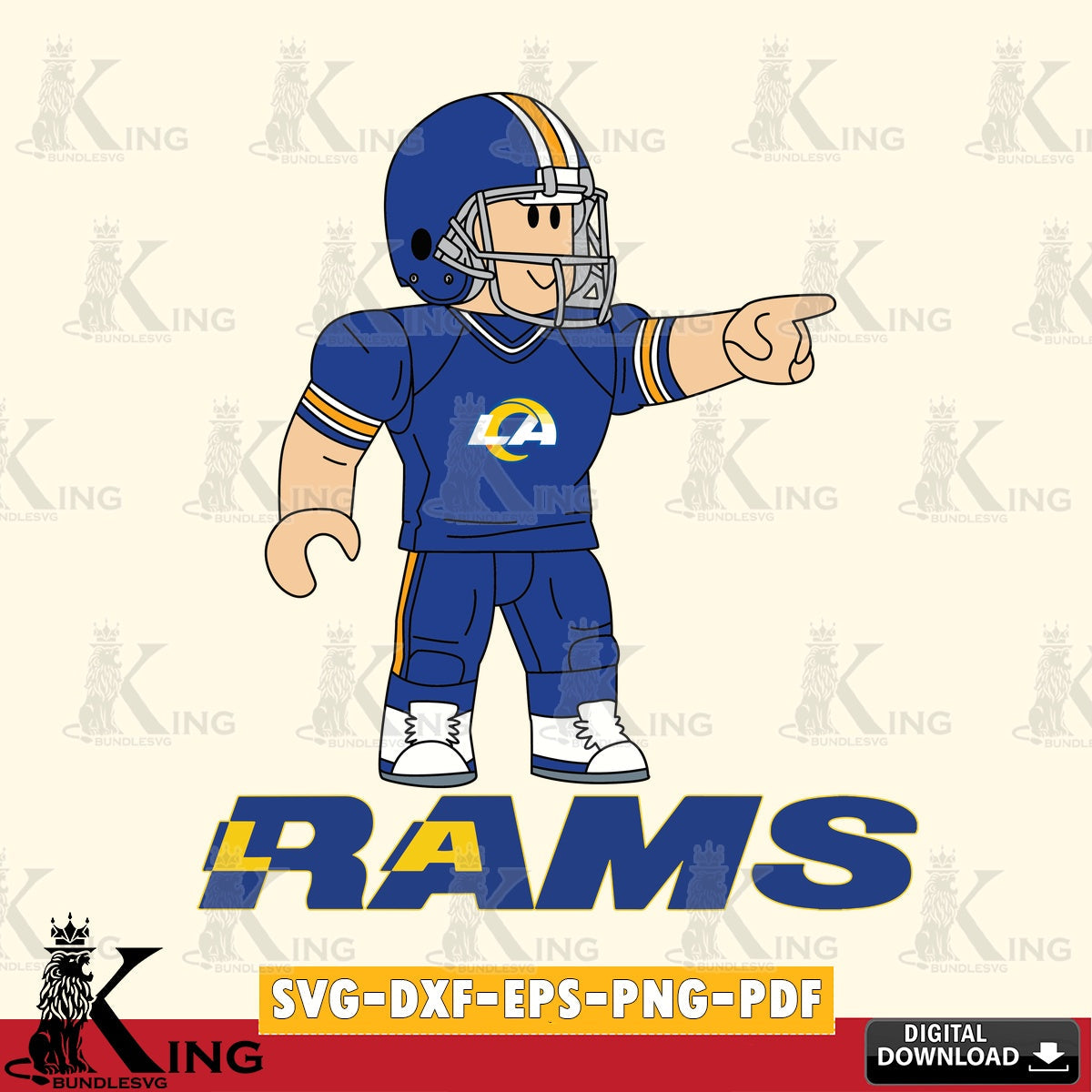 Los Angeles Rams Roblox Player Football SVG file , Cricut, NFL File cut , Digital Download , PDF File