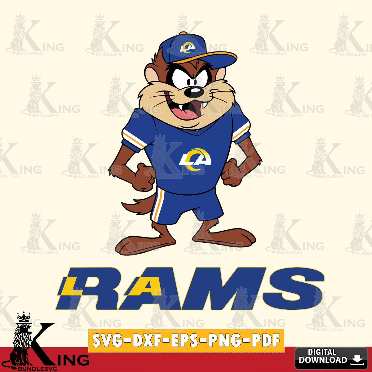 Los Angeles Rams Taz Standing Pose Cut file , Digital Download , Instant Download, Looney Tunes svg, Football svg