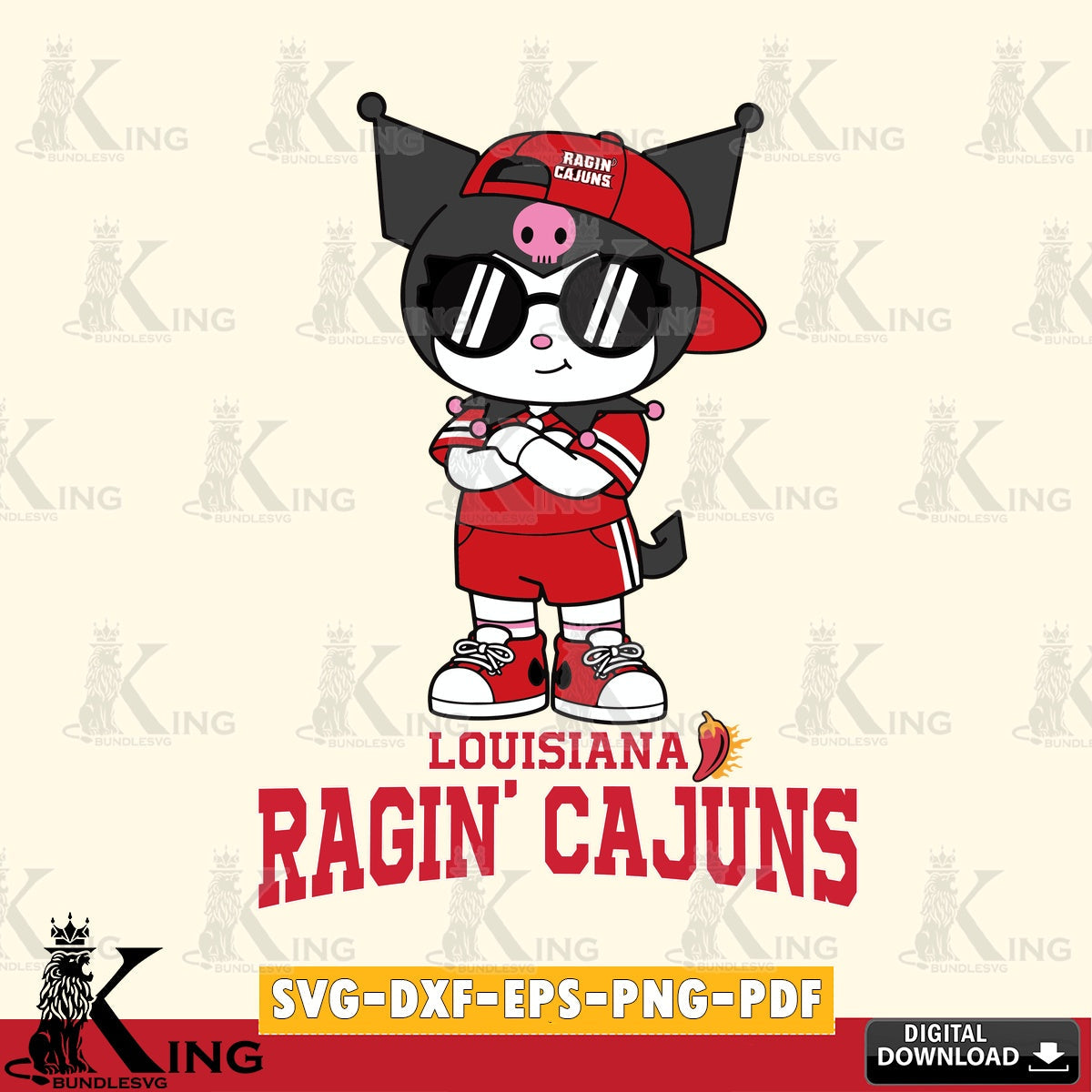 Louisiana Ragin' Cajuns Kuromi Football Jersey SVG file, Cricut, Cut file , Digital Download , Instant Download, Sanrio svg, Clipart