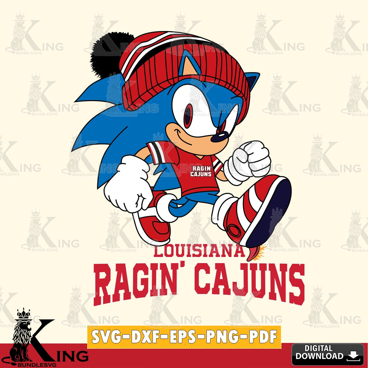 Louisiana Ragin' Cajuns Sonic Football SVG file, Vector , Digital Download , PDF File , Instant Download