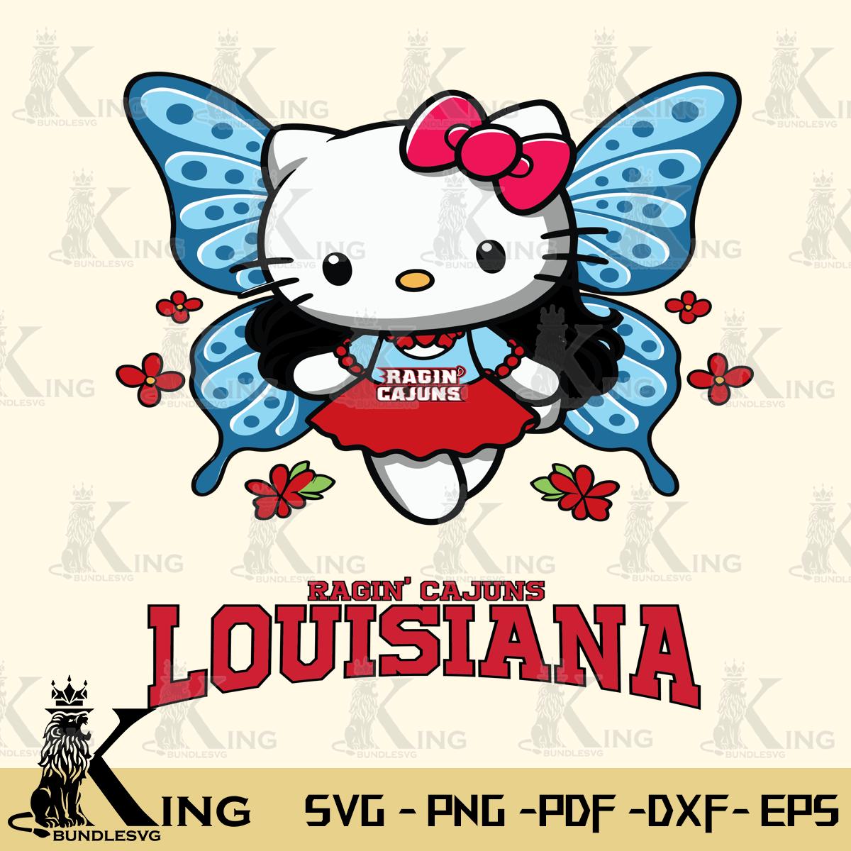Louisiana Ragin' Cajuns Butterfly Kitty Charm Svg Eps Dxf Png File, Digital Download