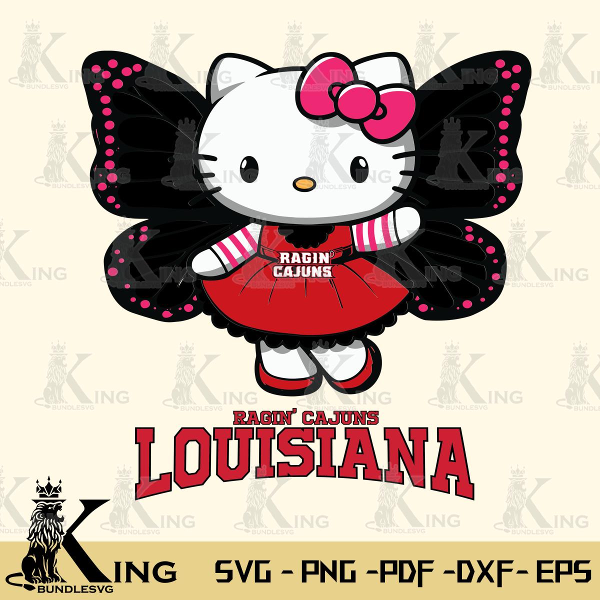 Louisiana Ragin' Cajuns Whimsical Kitty Wings Svg Eps Dxf Png File, Digital Download