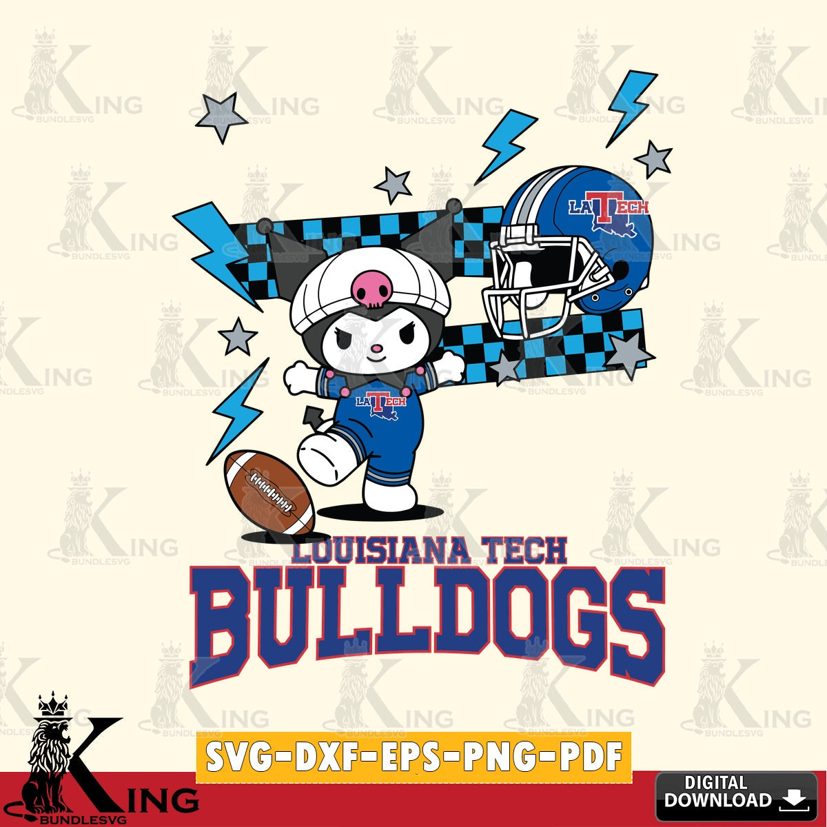 Louisiana Tech Bulldogs Kuromi Game Day SVG file, Cricut, Cut file , Digital Download , Instant Download, Sanrio svg, Clipart