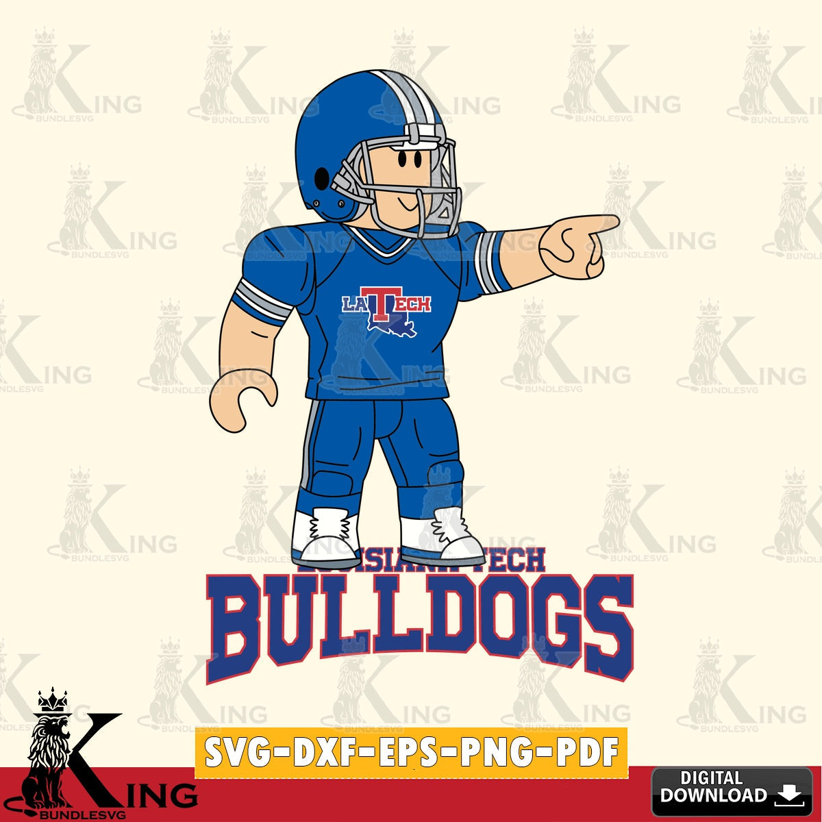 Louisiana Tech Bulldogs Roblox Player Football SVG file , NCAA Cricut, File cut , Digital Download , PDF File