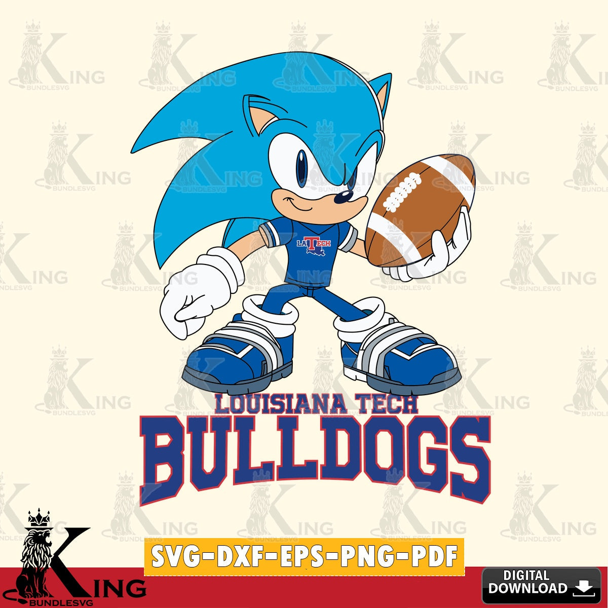 Louisiana Tech Bulldogs Sonic Rugby SVG file, Vector , Digital Download , PDF File , Instant Download