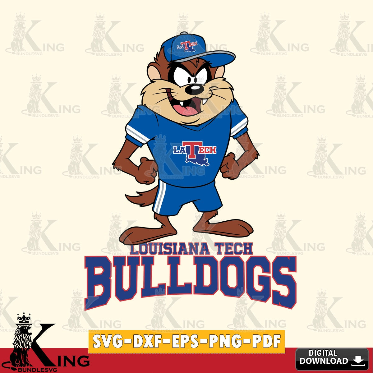 Louisiana Tech Bulldogs Taz Standing Pose SVG file, Cut file , Digital Download , Instant Download, Taz svg, NCAA svg