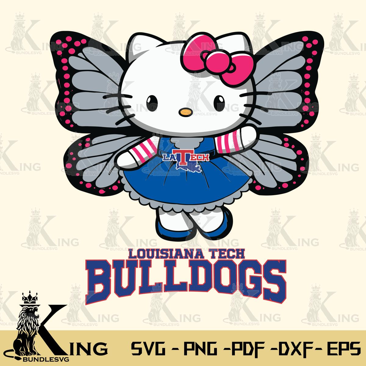Louisiana Tech Bulldogs Whimsical Kitty Wings Svg Eps Dxf Png File, Digital Download