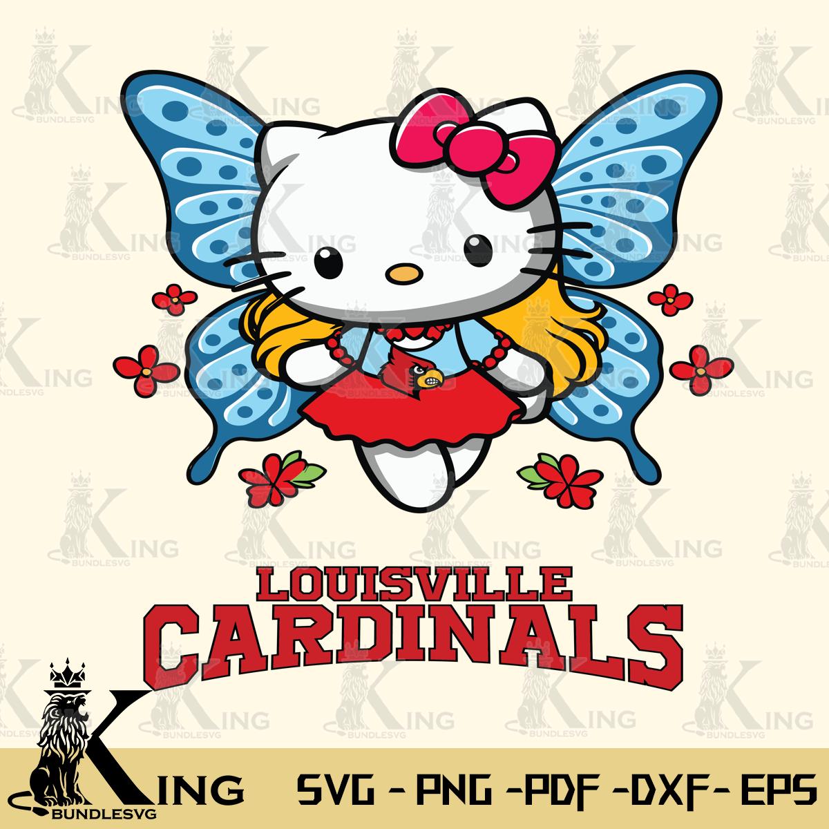 Louisville Cardinals Butterfly Kitty Charm Svg Eps Dxf Png File, Digital Download