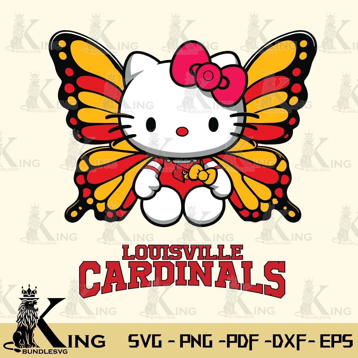 Louisville Cardinals Butterfly Kitty Delight Svg Eps Dxf Png File, Digital Download