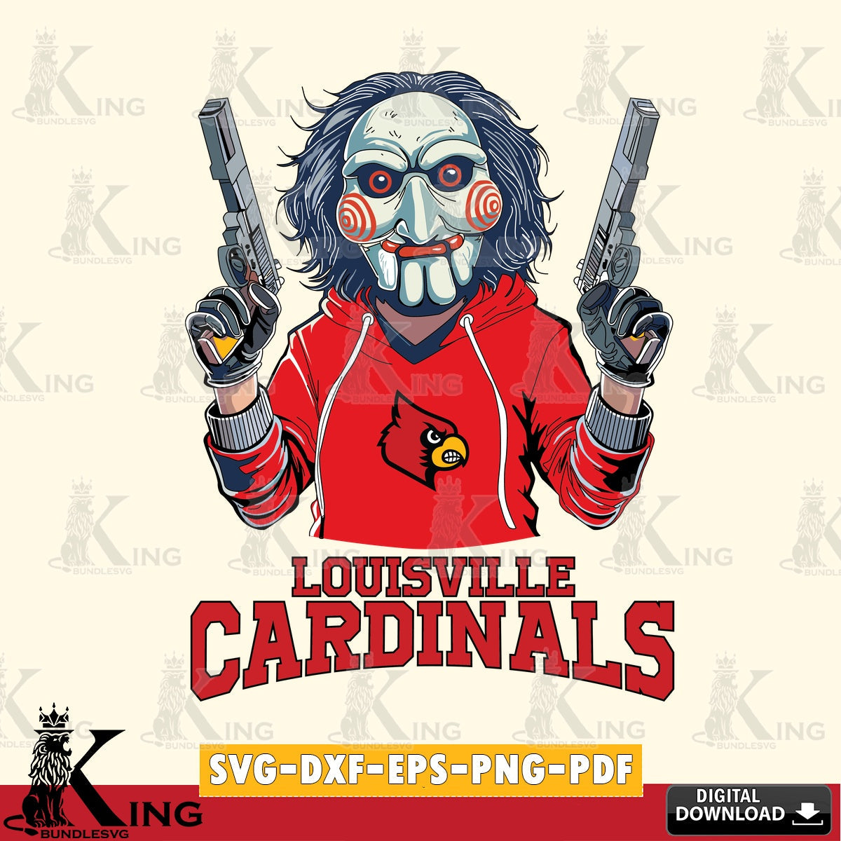 Detailed illustration of Louisville Cardinals Jigsaw Billy Football, a digital file for silhouette cameo and cricut projects