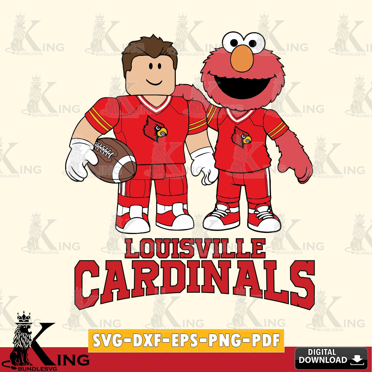 Louisville Cardinals Roblox & Elmo Football SVG file , NCAA Cricut, File cut , Digital Download , PDF File