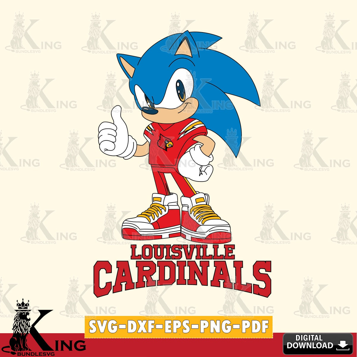 Louisville Cardinals Sonic Like Football SVG file, Vector , Digital Download , PDF File , Instant Download
