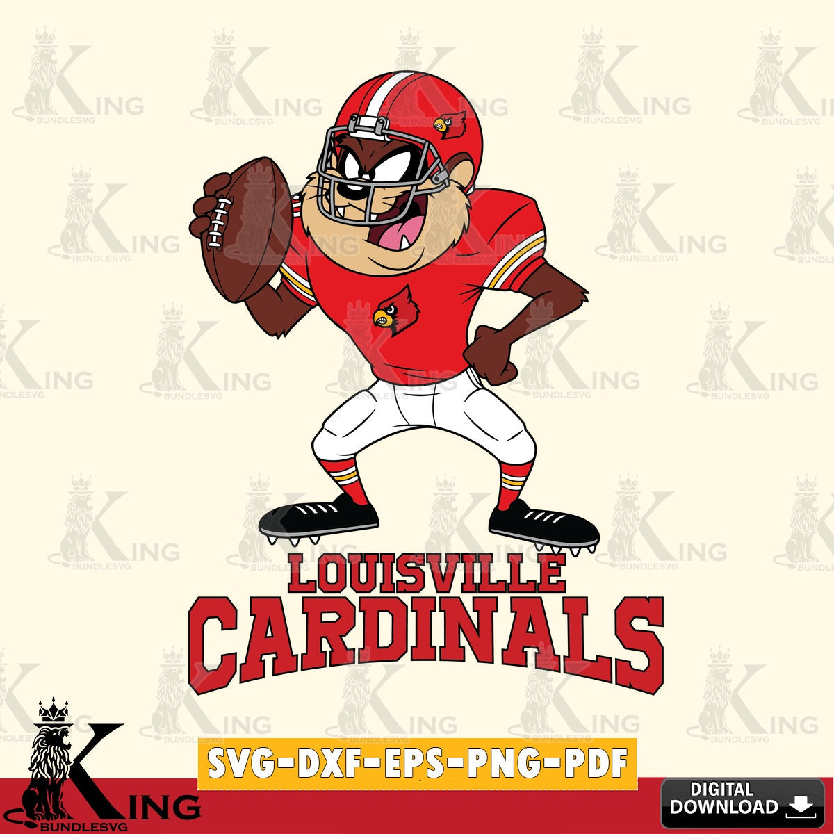 Louisville Cardinals Taz Football Player SVG file, Cut file , Digital Download , Instant Download, Taz svg, NCAA svg