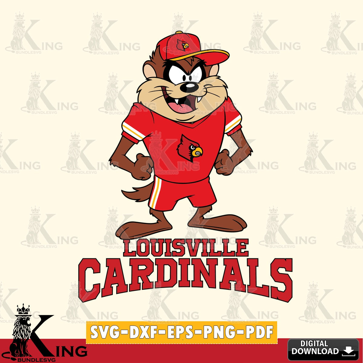 Louisville Cardinals Taz Standing Pose SVG file, Cut file , Digital Download , Instant Download, Taz svg, NCAA svg