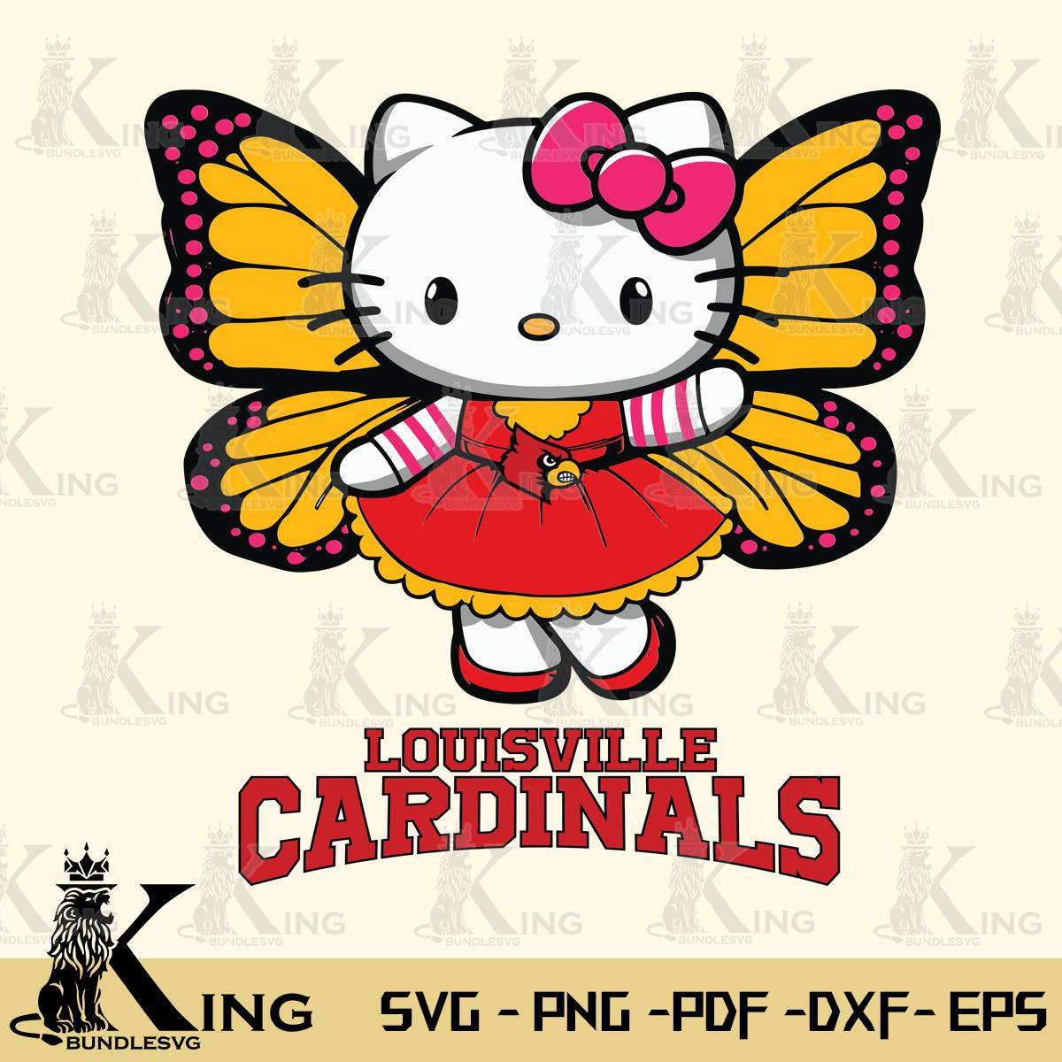 Louisville Cardinals Whimsical Kitty Wings Svg Eps Dxf Png File, Digital Download