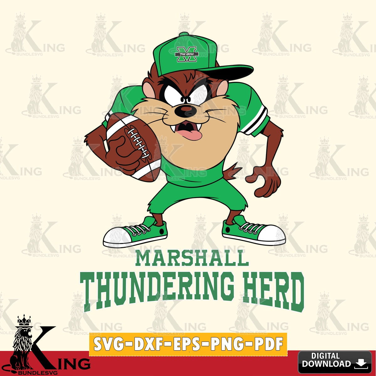 Marshall Thundering Herd Đồng phục bóng đá Taz SVG file, Cut file , Digital Download , Instant Download, Taz svg, NCAA svg