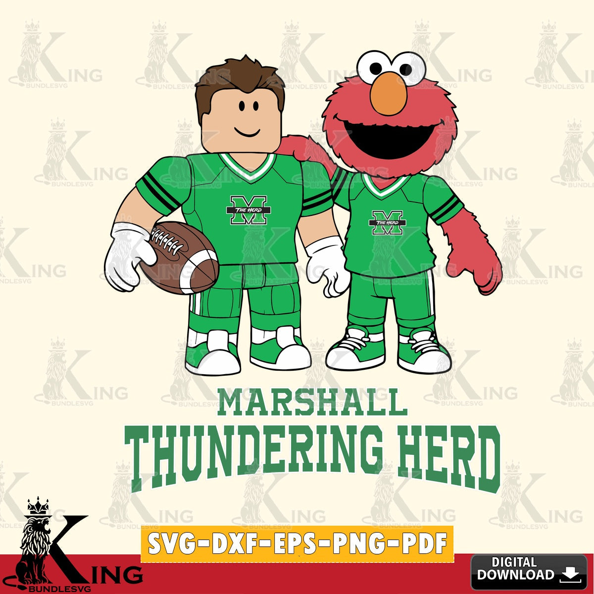 Marshall Thundering Herd Roblox & Elmo Football SVG file , NCAA Cricut, File cut , Digital Download , PDF File