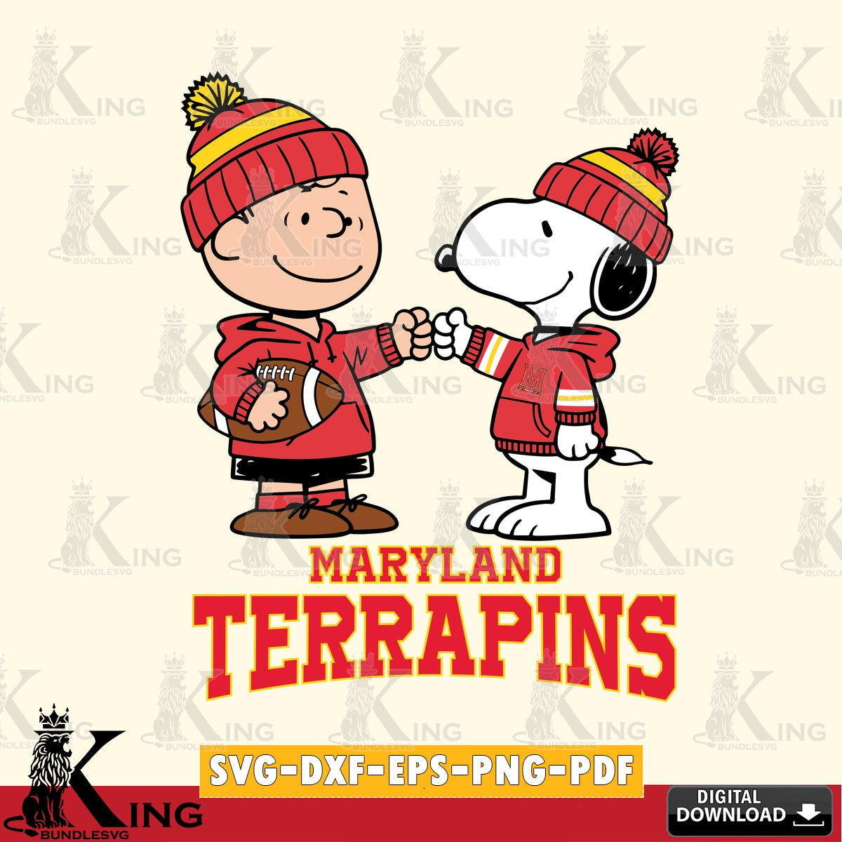 Maryland Terrapins CharlieBrown Football Fist Bump SVG, Cricut, Cut file , Digital Download , Instant Download, Peanuts svg, NCAA svg, Football svg, Sport svg