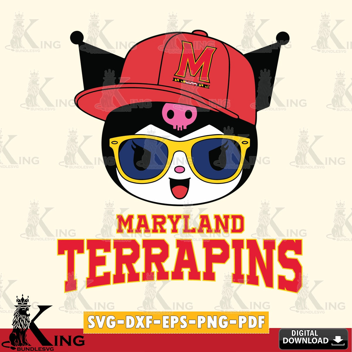 Maryland Terrapins Kuromi Football Cool SVG file, Cricut, Cut file , Digital Download , Instant Download, Sanrio svg, Clipart