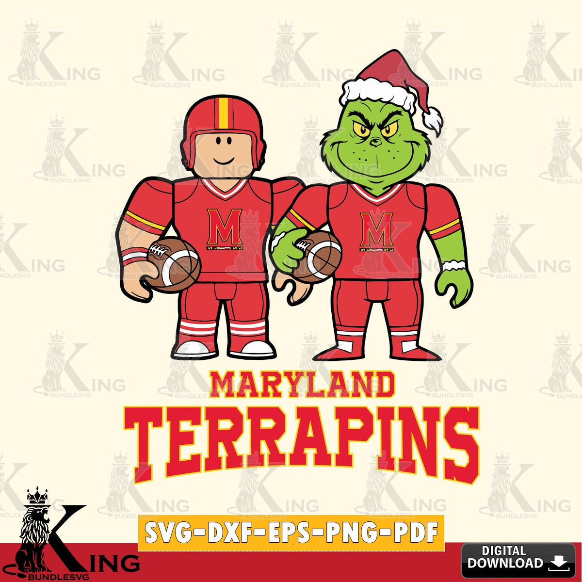 Maryland Terrapins Roblox & Grinch Football SVG file , NCAA Cricut, File cut , Digital Download , PDF File
